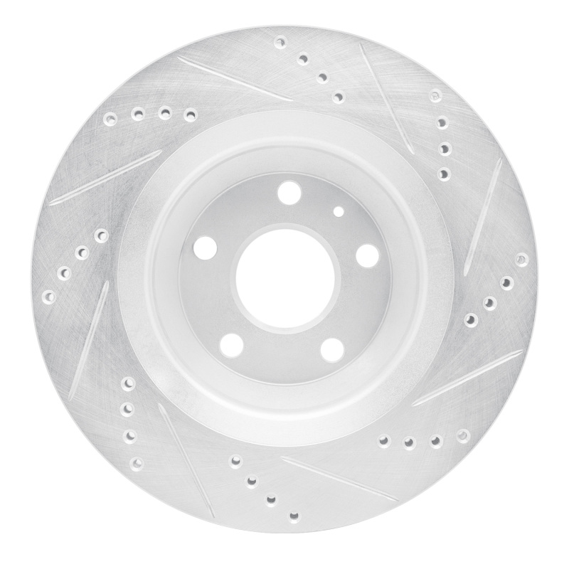 Audi TT Quattro RS Brake Rotor (1) - Rear Left - R1 Concepts - Drilled & Slotted - Silver - `08-`15